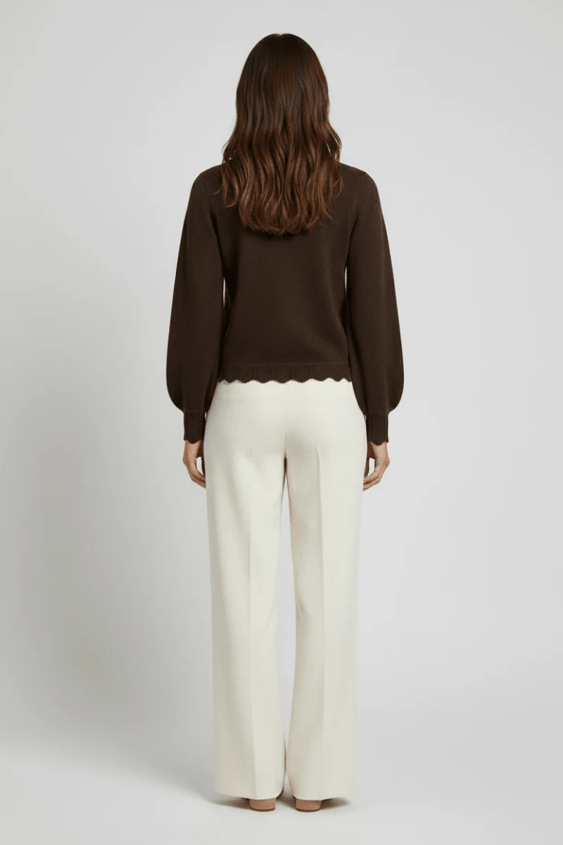 Vila Pullover Rundhals Langarm Strick Top Coffee Bean Melange