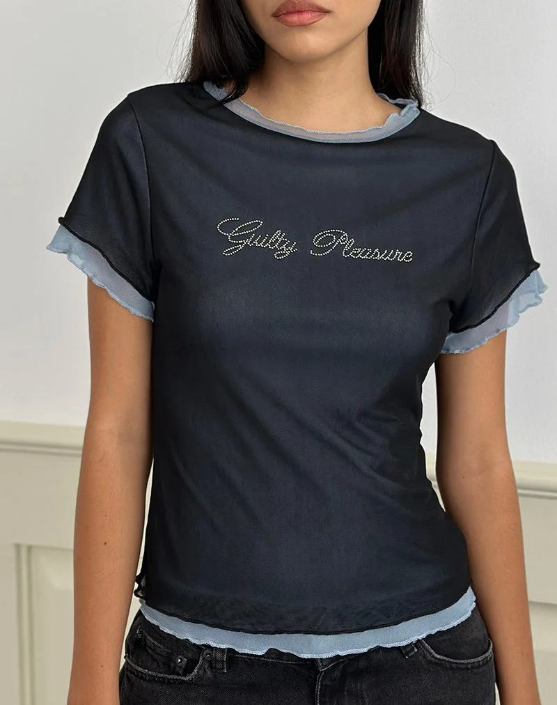 Noburia Top in Schwarz Blau Guilty Pleasure Hot Fix