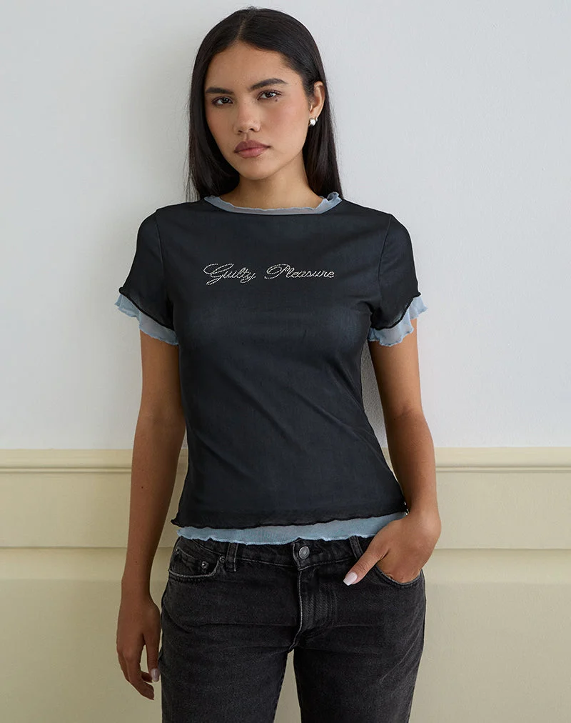 Noburia Top in Schwarz Blau Guilty Pleasure Hot Fix