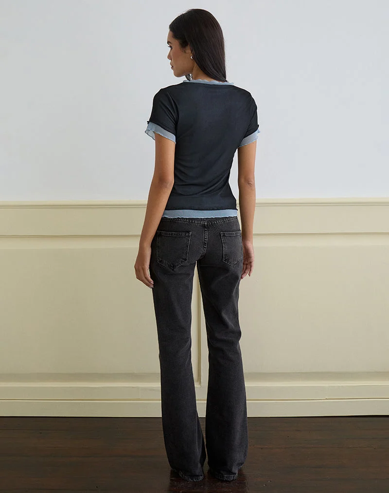 Noburia Top in Schwarz Blau Guilty Pleasure Hot Fix