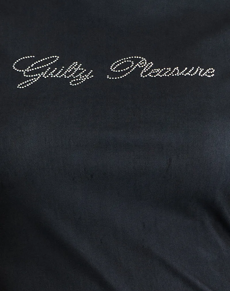 Noburia Top in Schwarz Blau Guilty Pleasure Hot Fix