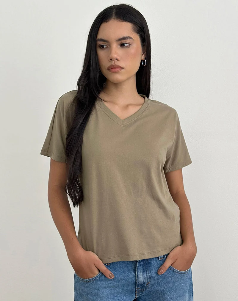 Viman Oberteil aus Jersey Khaki