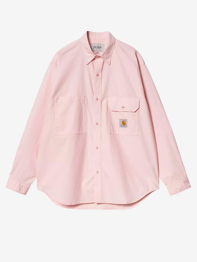 Camicia rosa 'Irwin' con tasche ed etichetta quadrata