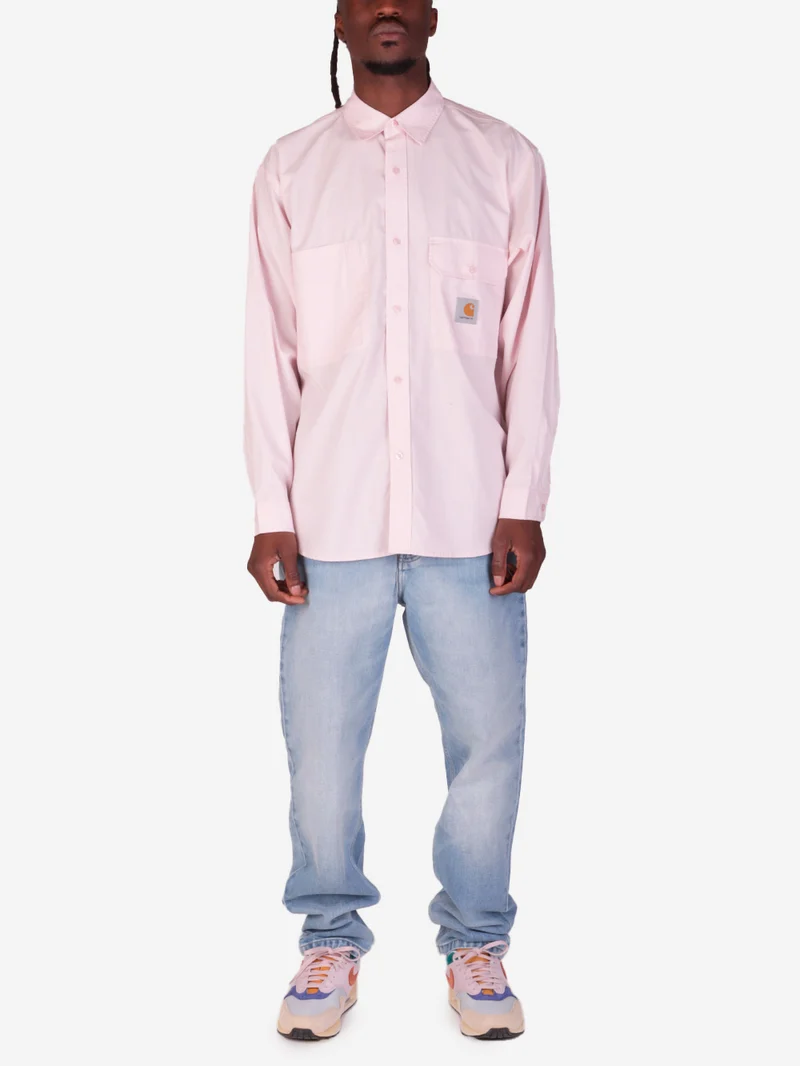 Camicia rosa 'Irwin' con tasche ed etichetta quadrata