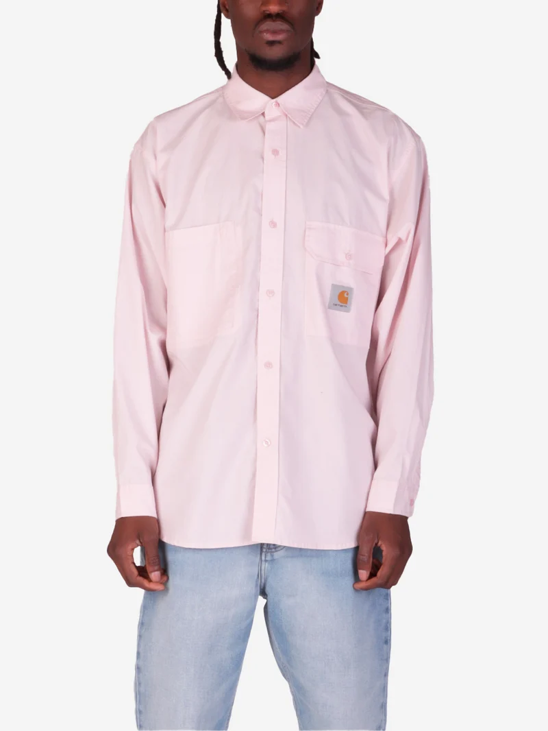 Camicia rosa 'Irwin' con tasche ed etichetta quadrata