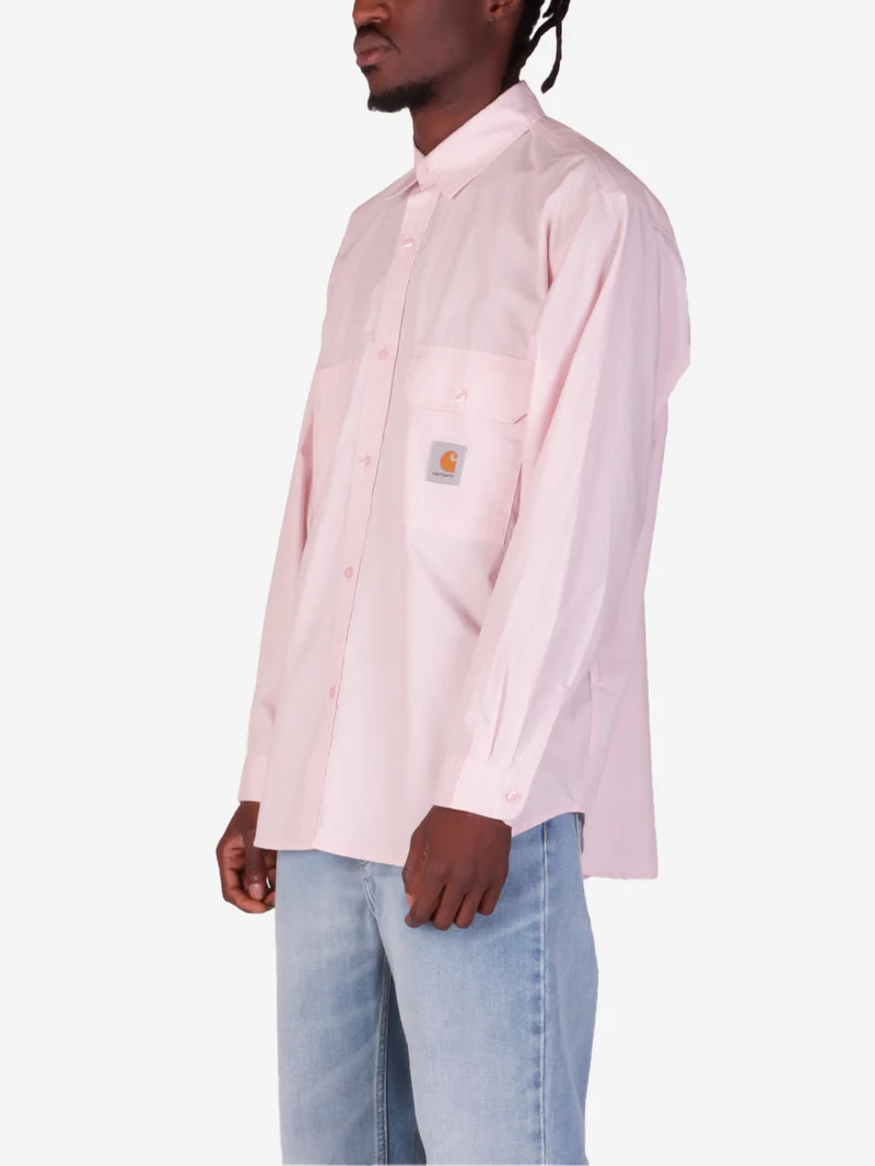 Camicia rosa 'Irwin' con tasche ed etichetta quadrata