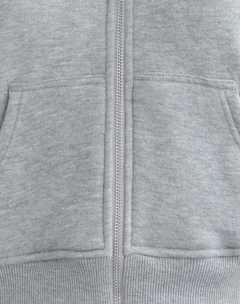 Galia Kurzarm-Kapuzenpullover mit Reißverschluss in Grau meliert
