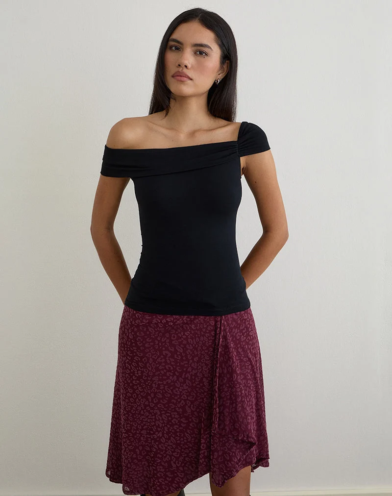 Cuthbe schulterfreies Twist-Top in Schwarz