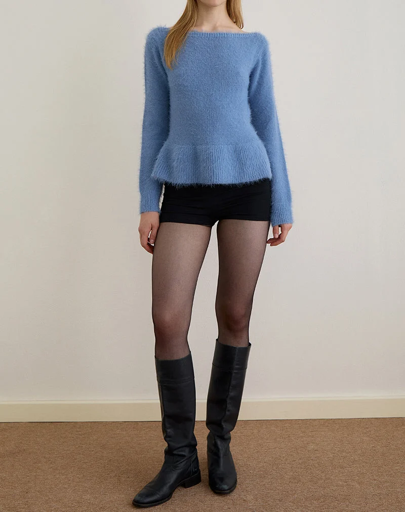 Mizuki Top aus Strick in staubigem Blau