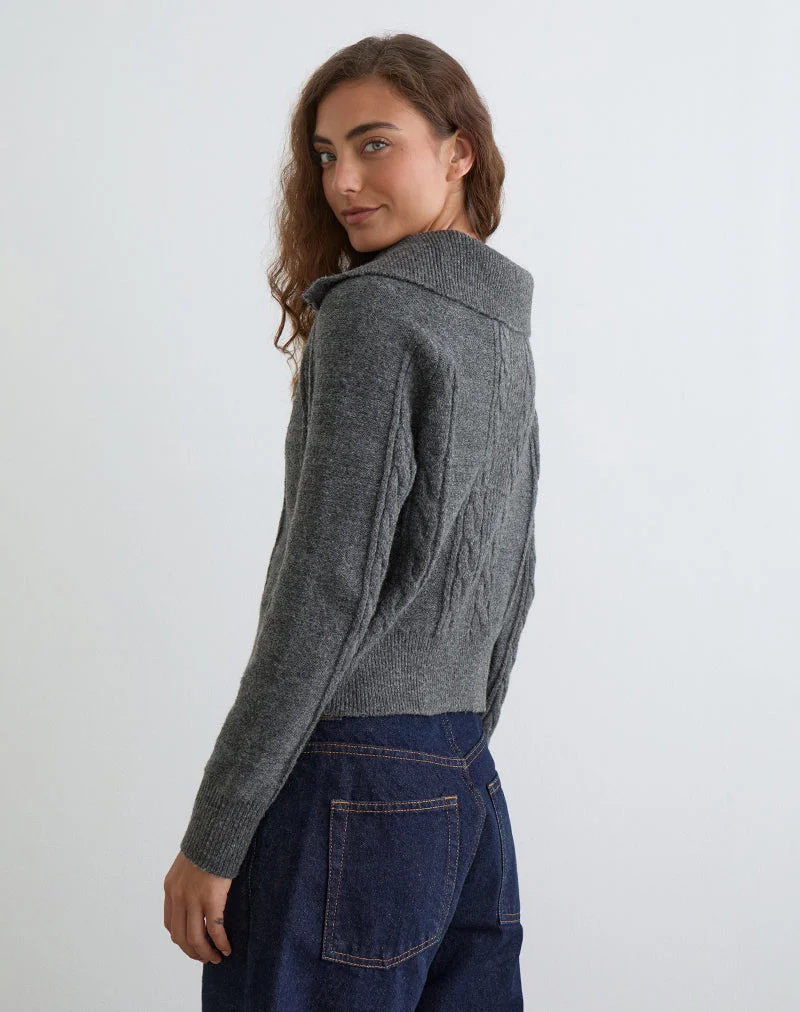 Lilena Zip-Pullover in Knit Dark Shadow