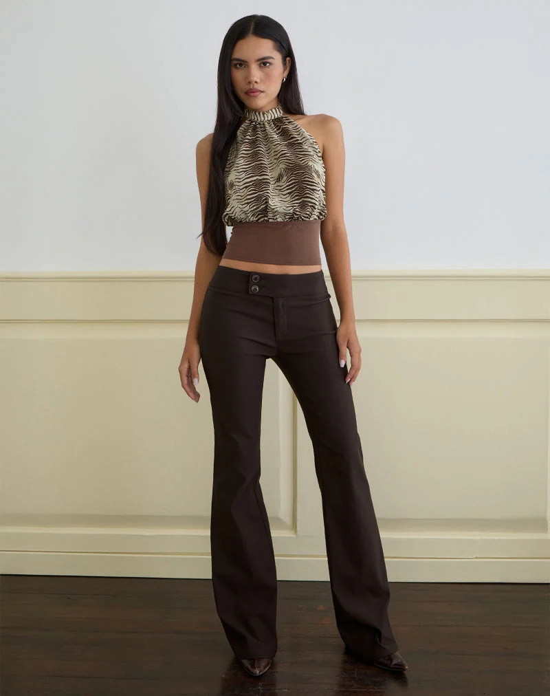 Rania rückenfreies Oberteil aus Chiffon mit Wildtier-Print, Align Brown