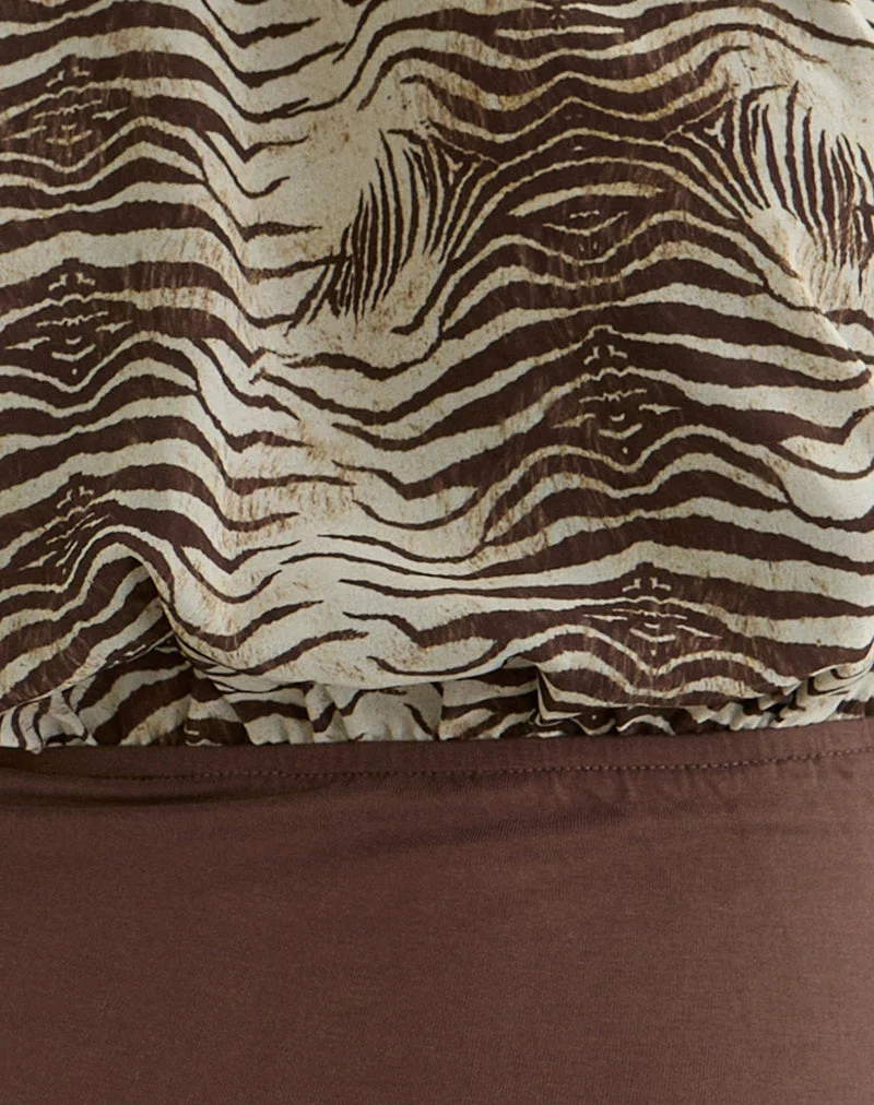 Rania rückenfreies Oberteil aus Chiffon mit Wildtier-Print, Align Brown