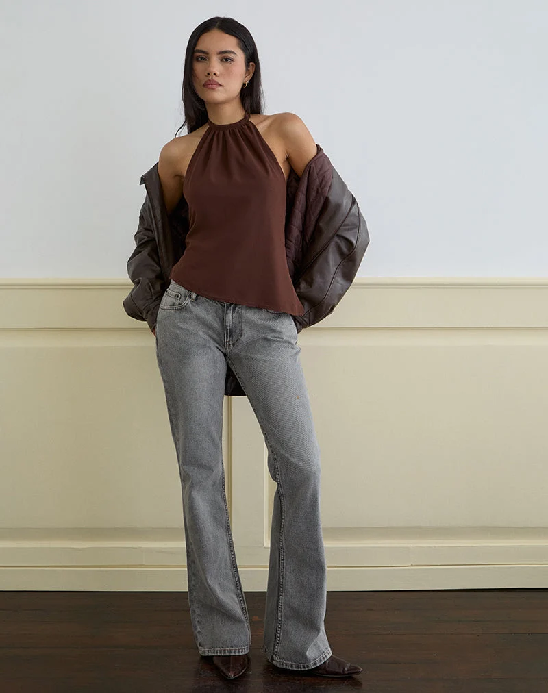 Astina Neckholder-Top aus Chiffon Braun