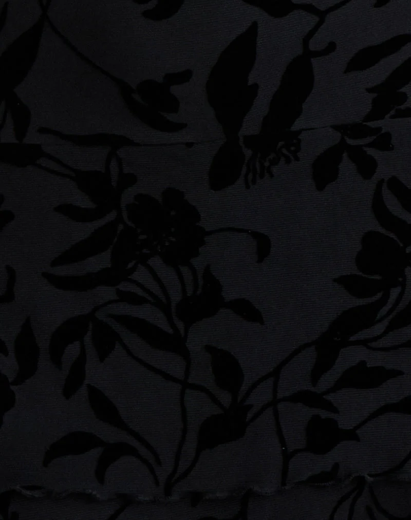 Rawson Minikleid in Flock Leaf Flower Schwarz