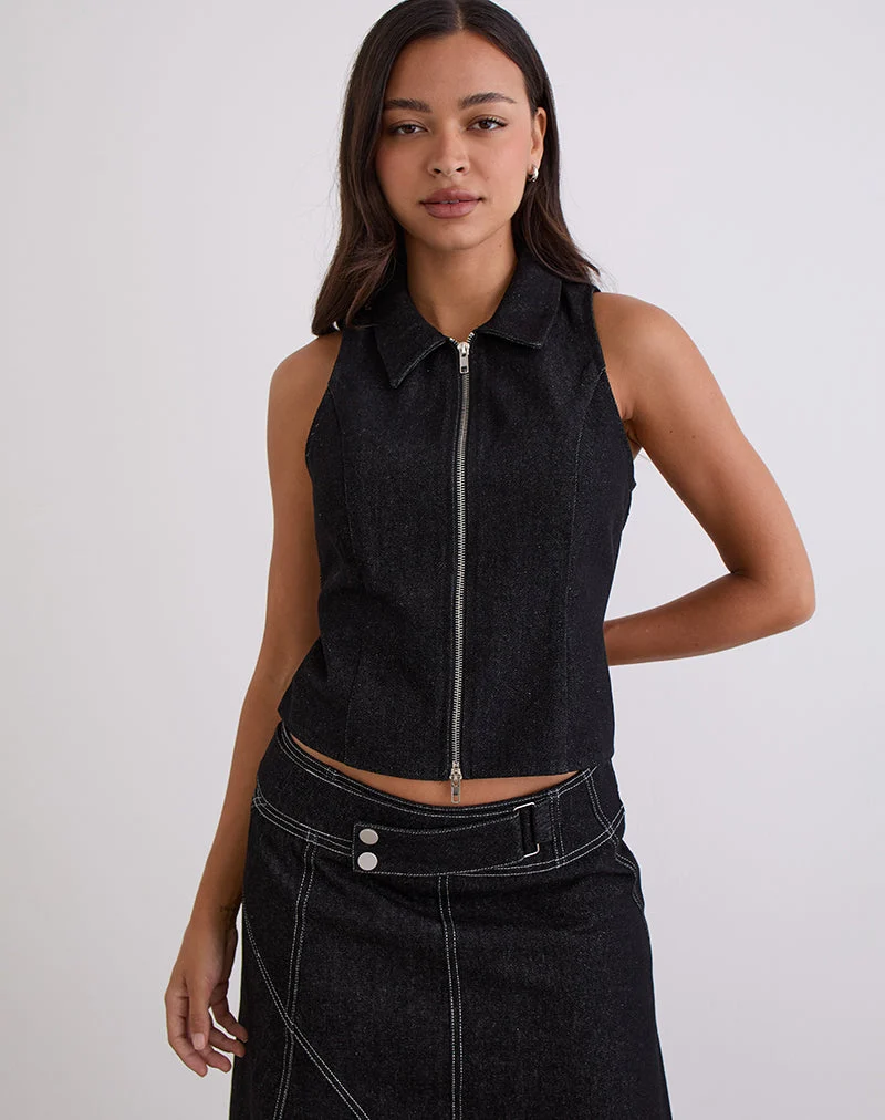 Janae Weste in Denim Black Wash