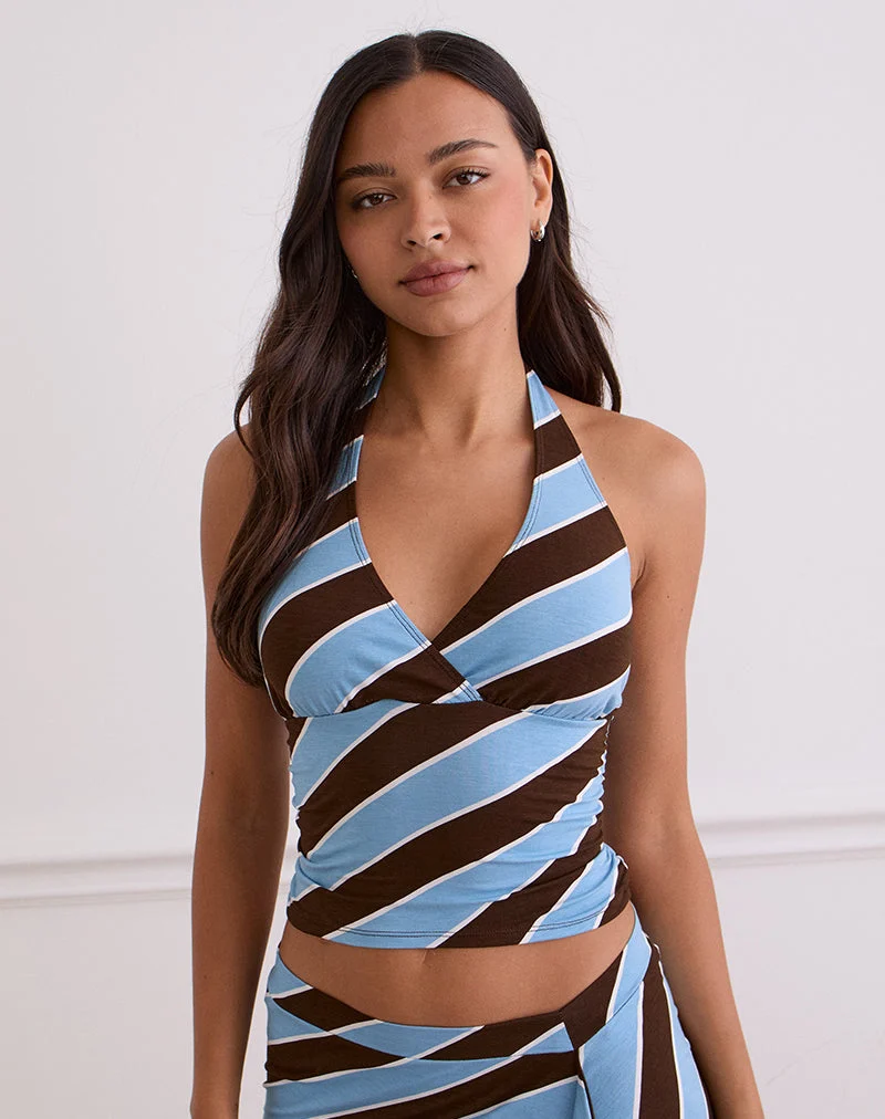 Haya Taucher-Top in Retro Stripe Blau