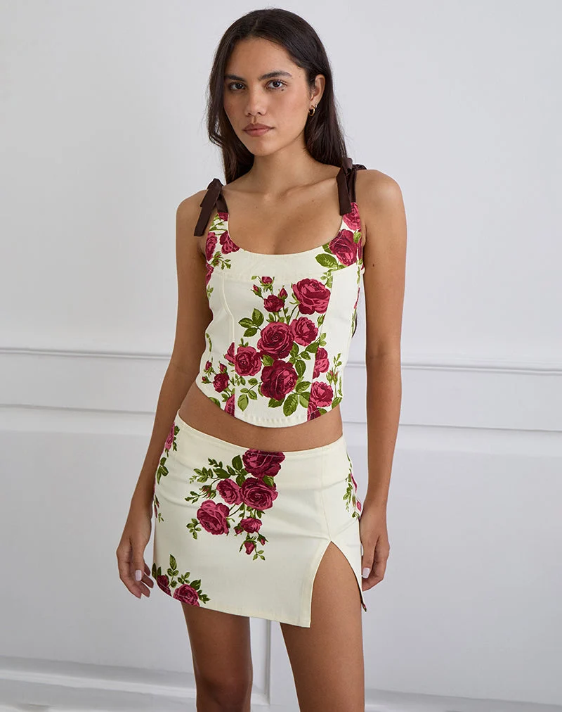 Pravara Minirock in Bouquet Roses Creme