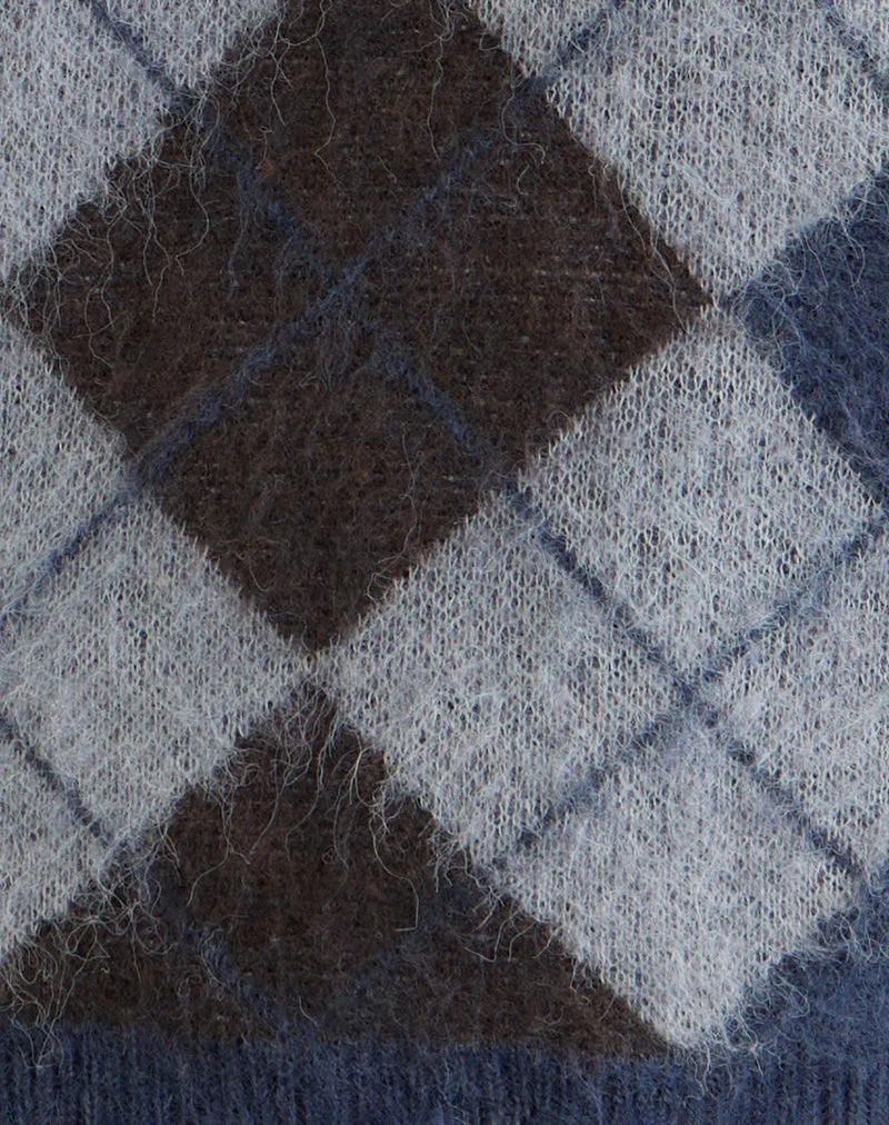 Louna Pullover aus Strick mit Argyle-Karo Navy