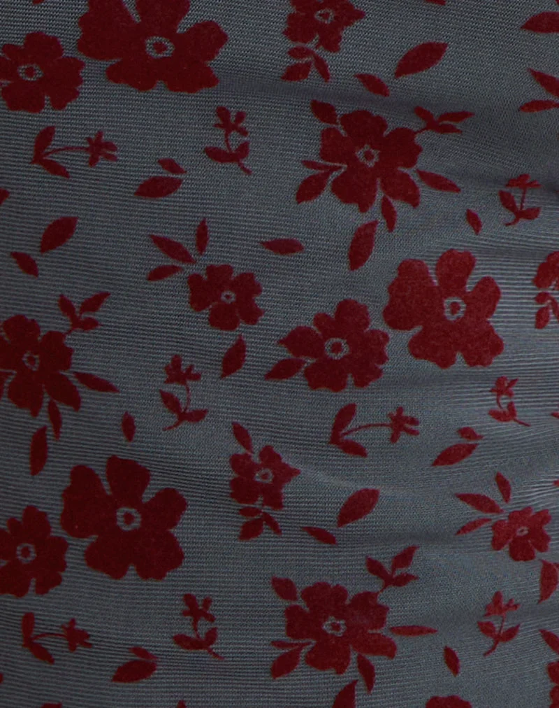Arira Träger-Top in Garden Floral Blau Grau