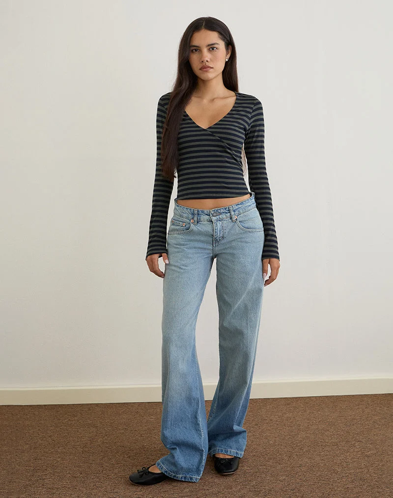 Dulcet Geripptes Top in klassisch gestreiftem Navy und Grau
