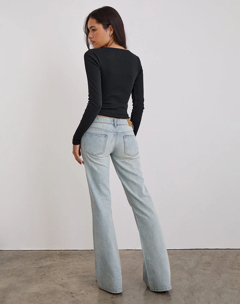Extra flache Schlaghose in Breeze Blue Wash