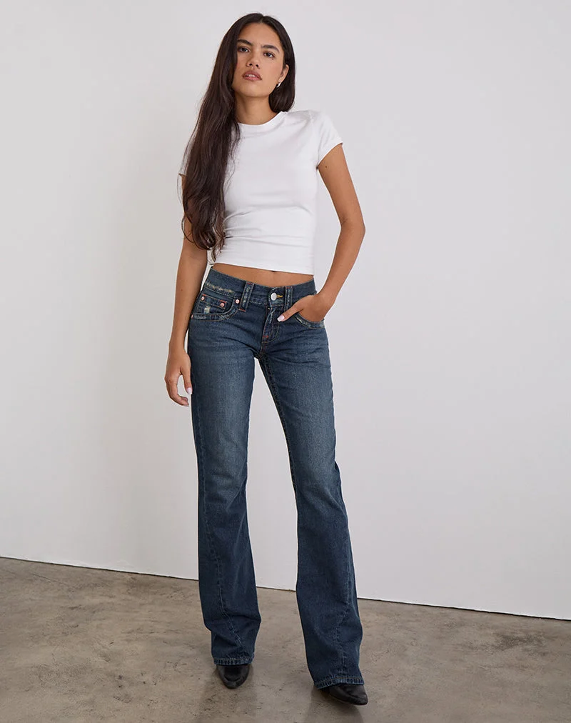 Low Rise Jeans mit gedrehter Naht in mittelblauem Farbton