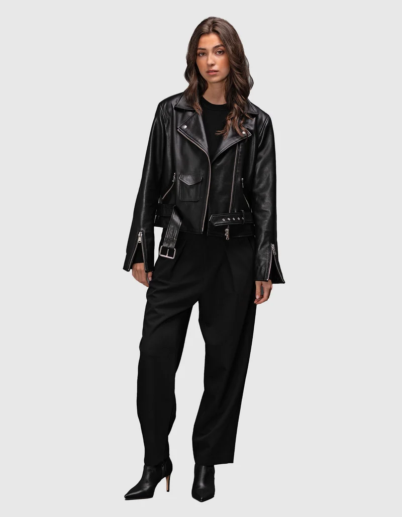 Leder-Bikerjacke