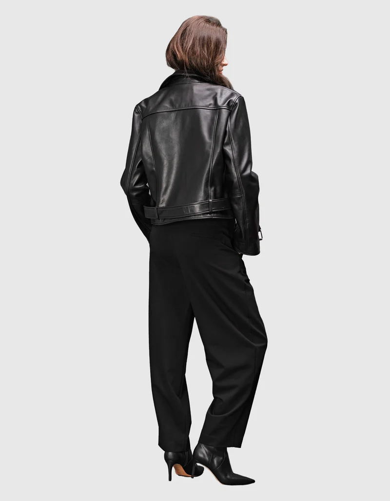 Leder-Bikerjacke