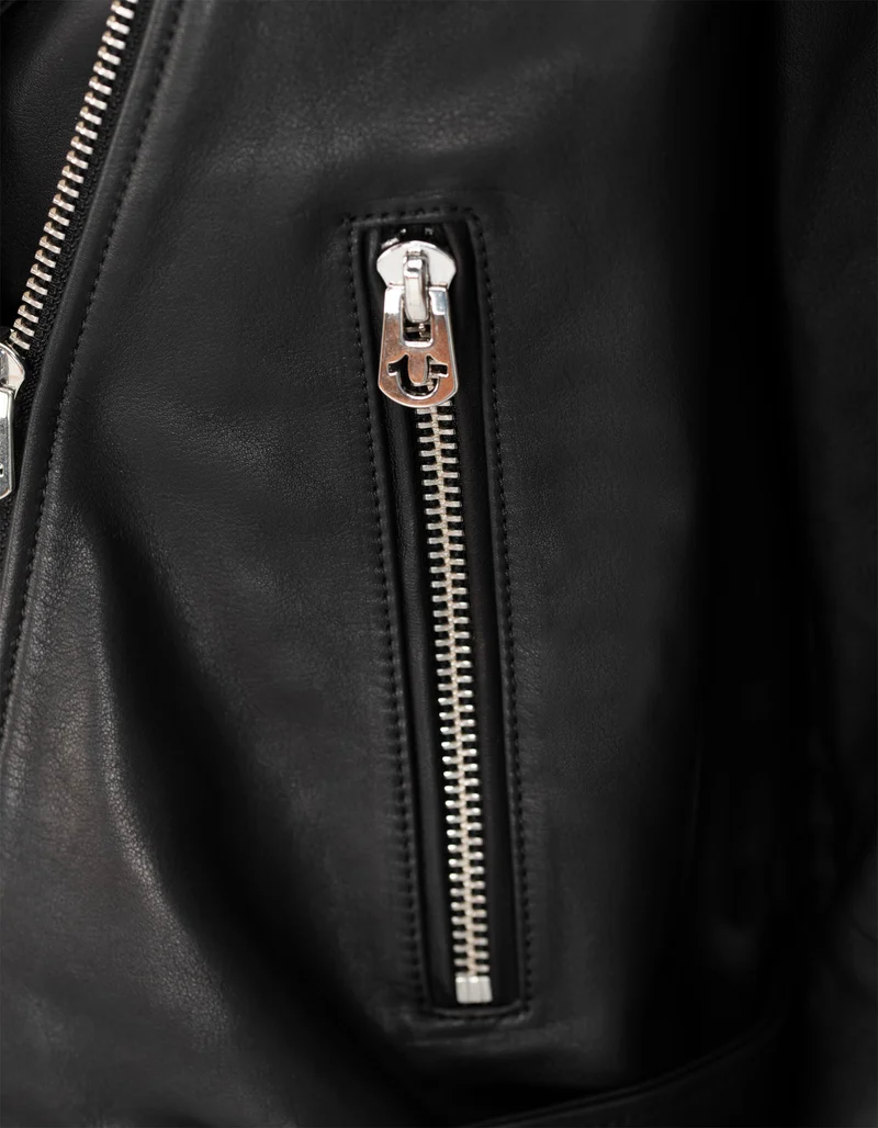 Leder-Bikerjacke