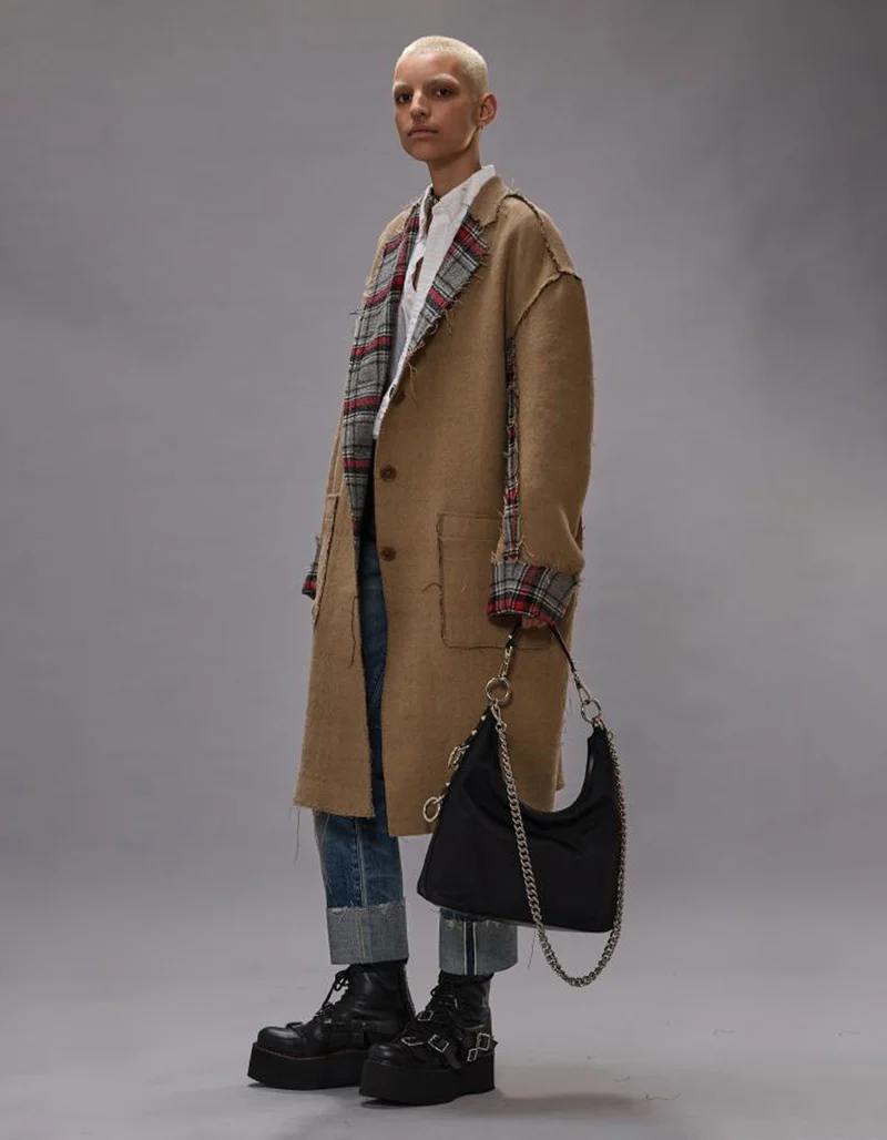 Oversize Woll-Mix Wendemantel Reversible Raw Cut