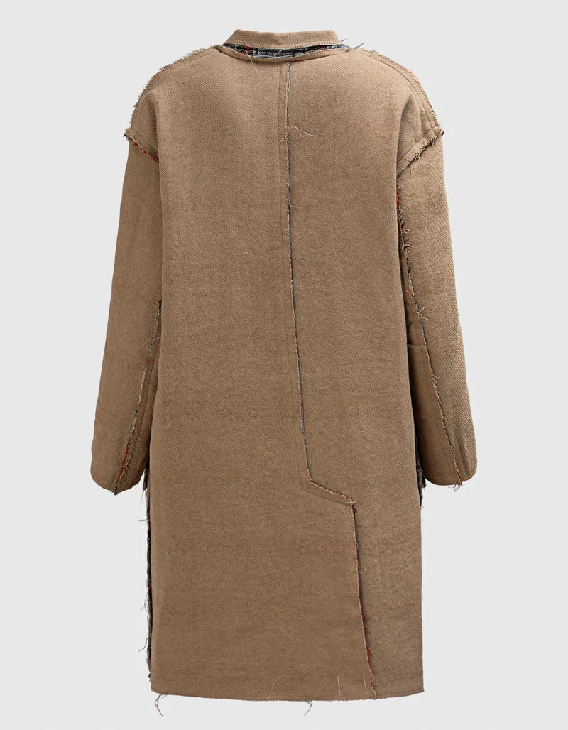 Oversize Woll-Mix Wendemantel Reversible Raw Cut