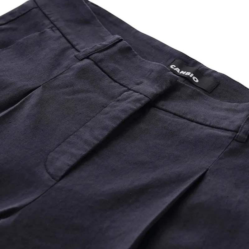 Wide Leg Stoffhose mit Leinen