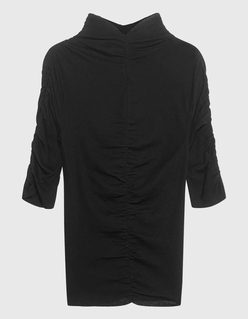 Gerafftes Shirt mit Stehkragen