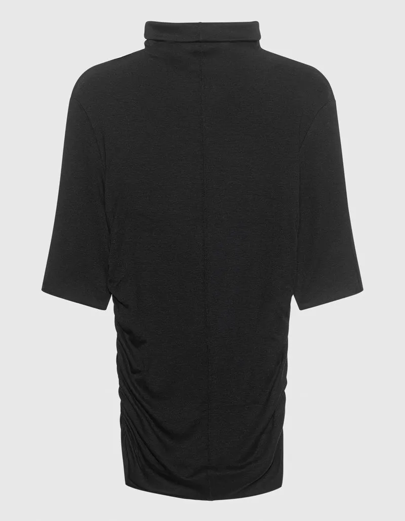 Gerafftes Long-Fit Rollkragen-Shirt