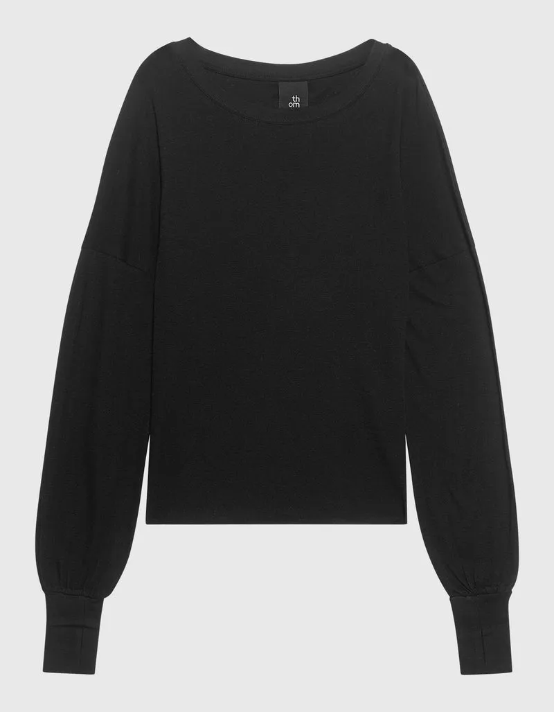 Oversize Longsleeve mit besticktem Wording und Faden-Detail