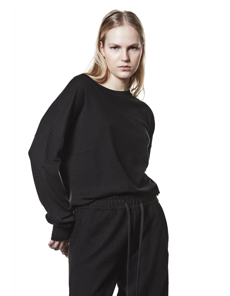 Oversize Longsleeve mit besticktem Wording und Faden-Detail