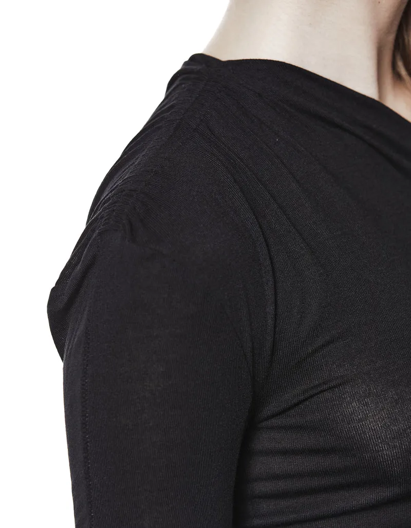 One Shoulder Longsleeve mit Raffung