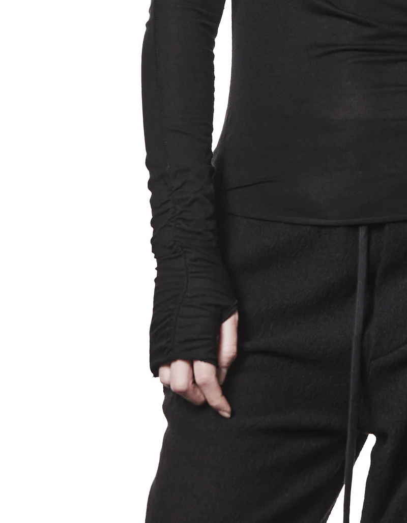 One Shoulder Longsleeve mit Raffung