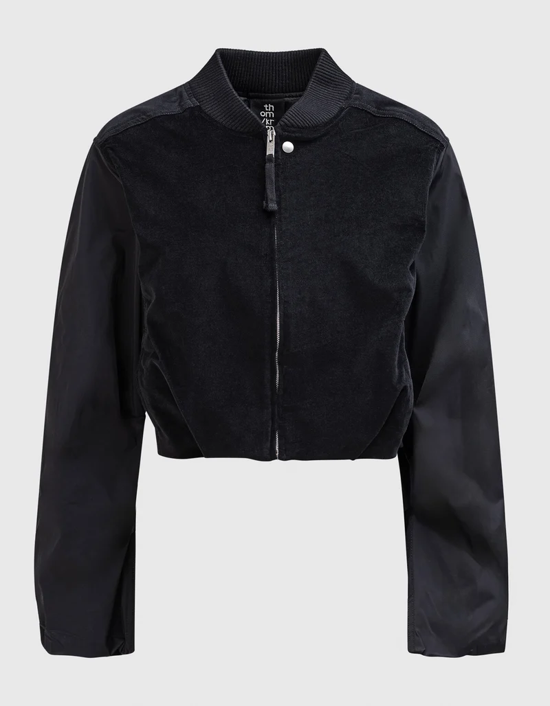 Oversize Cropped Material-Mix Jacke