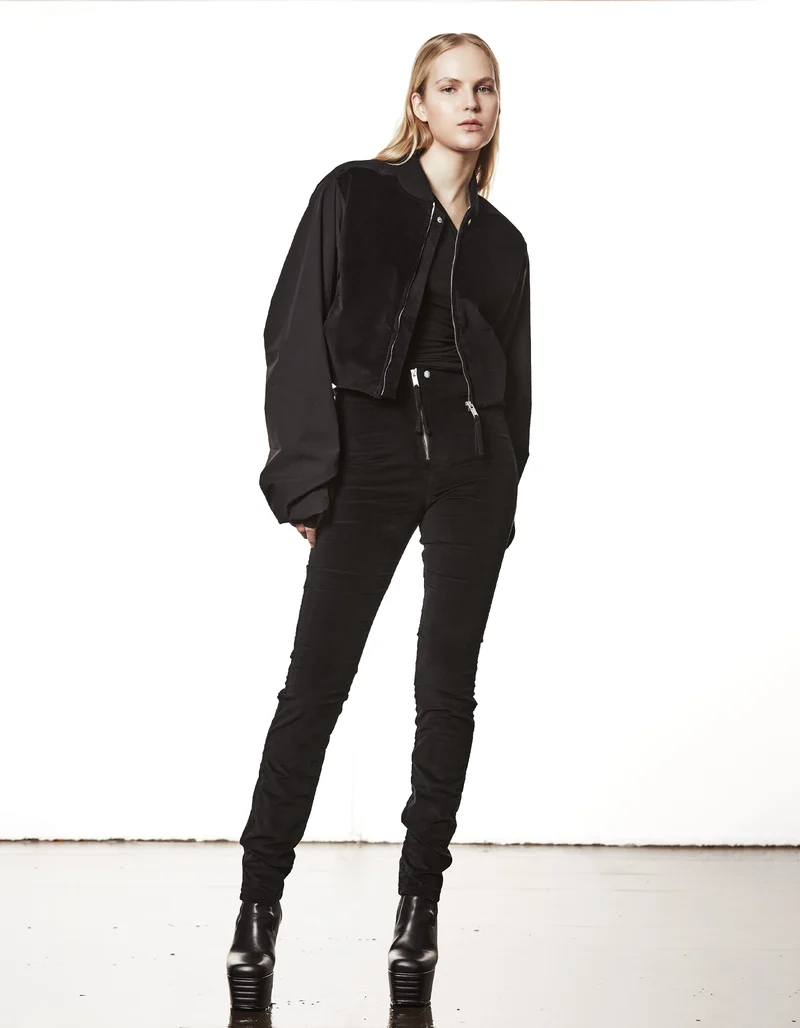 Oversize Cropped Material-Mix Jacke