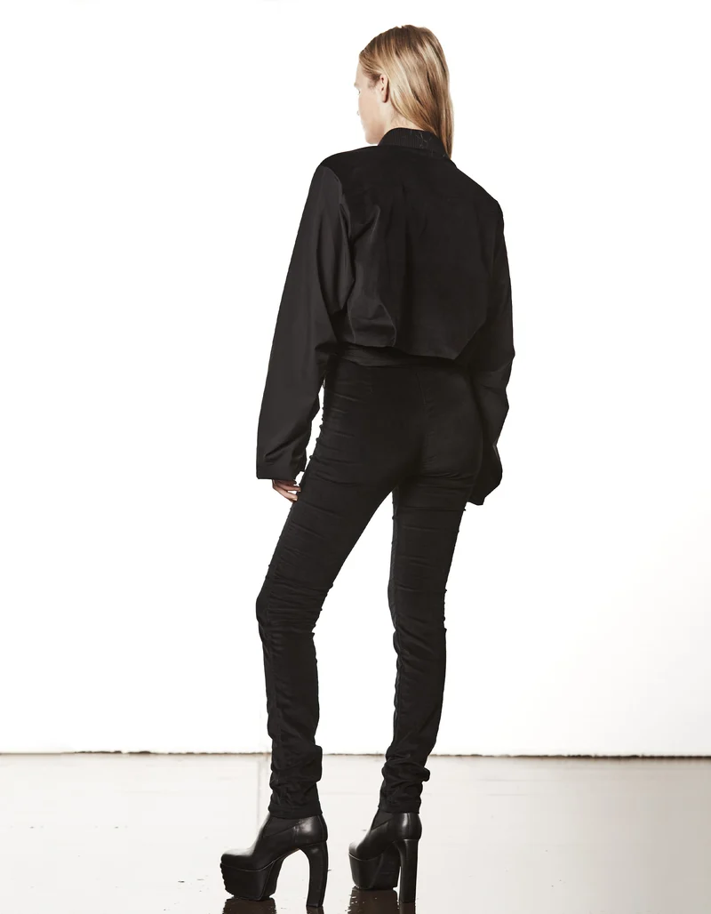 Oversize Cropped Material-Mix Jacke