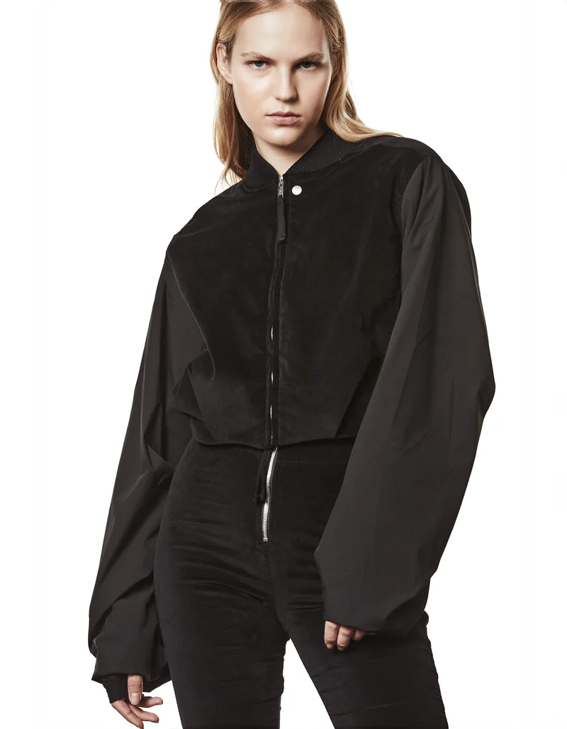 Oversize Cropped Material-Mix Jacke