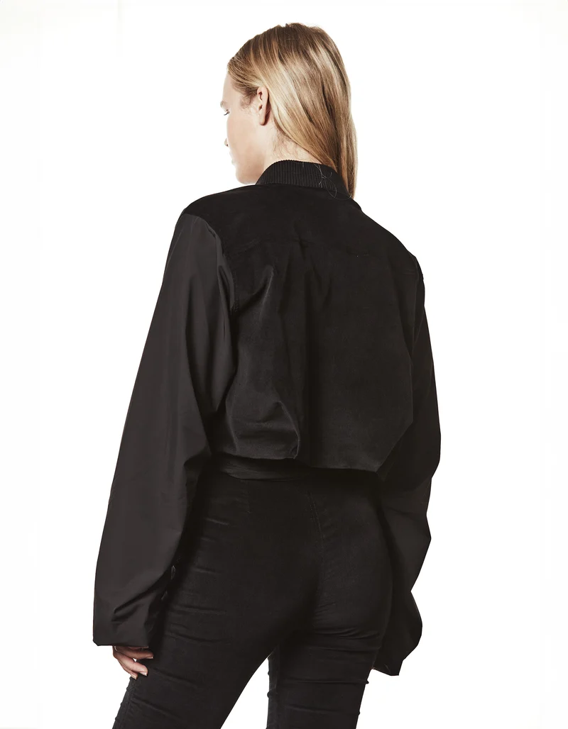 Oversize Cropped Material-Mix Jacke