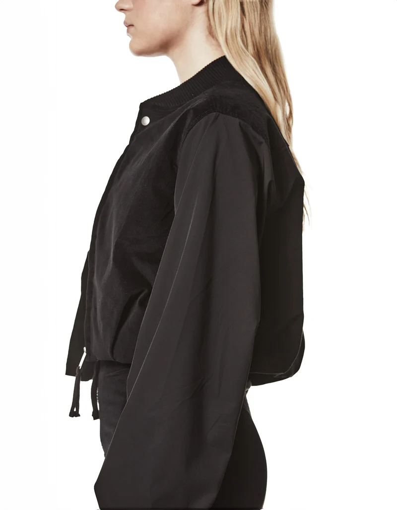 Oversize Cropped Material-Mix Jacke