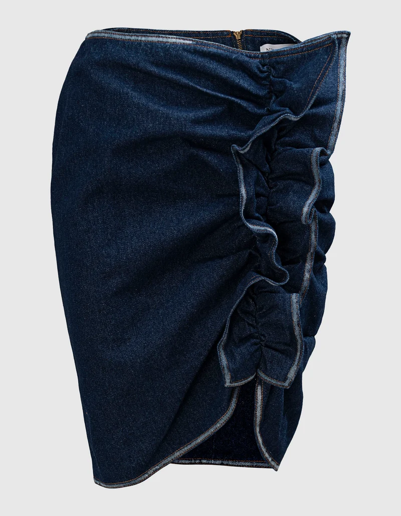 Jeans-Minirock mit Volants