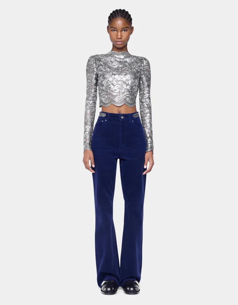 Cropped Spitzen-Longsleeve