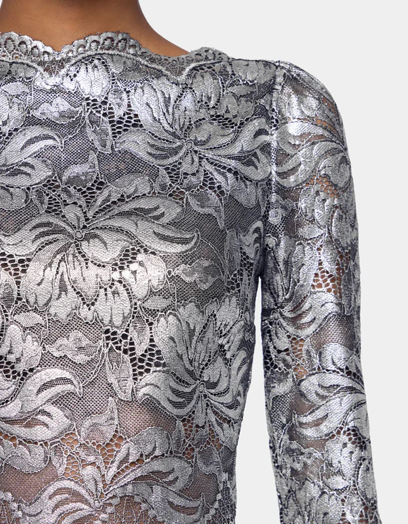 Cropped Spitzen-Longsleeve