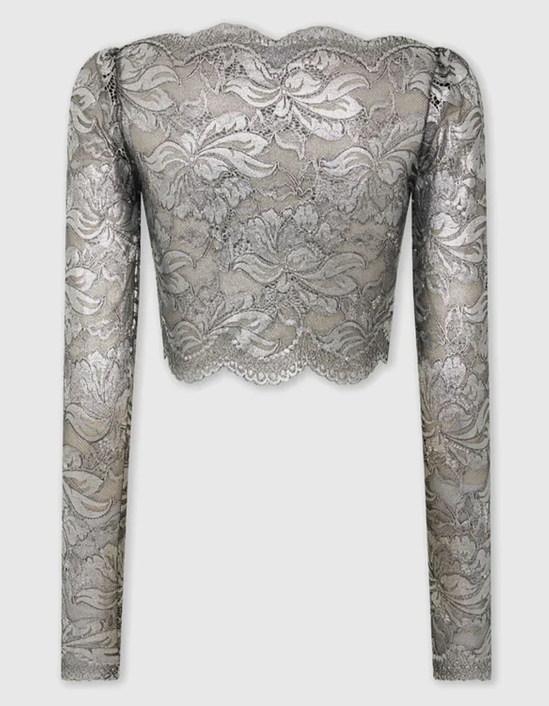 Cropped Spitzen-Longsleeve