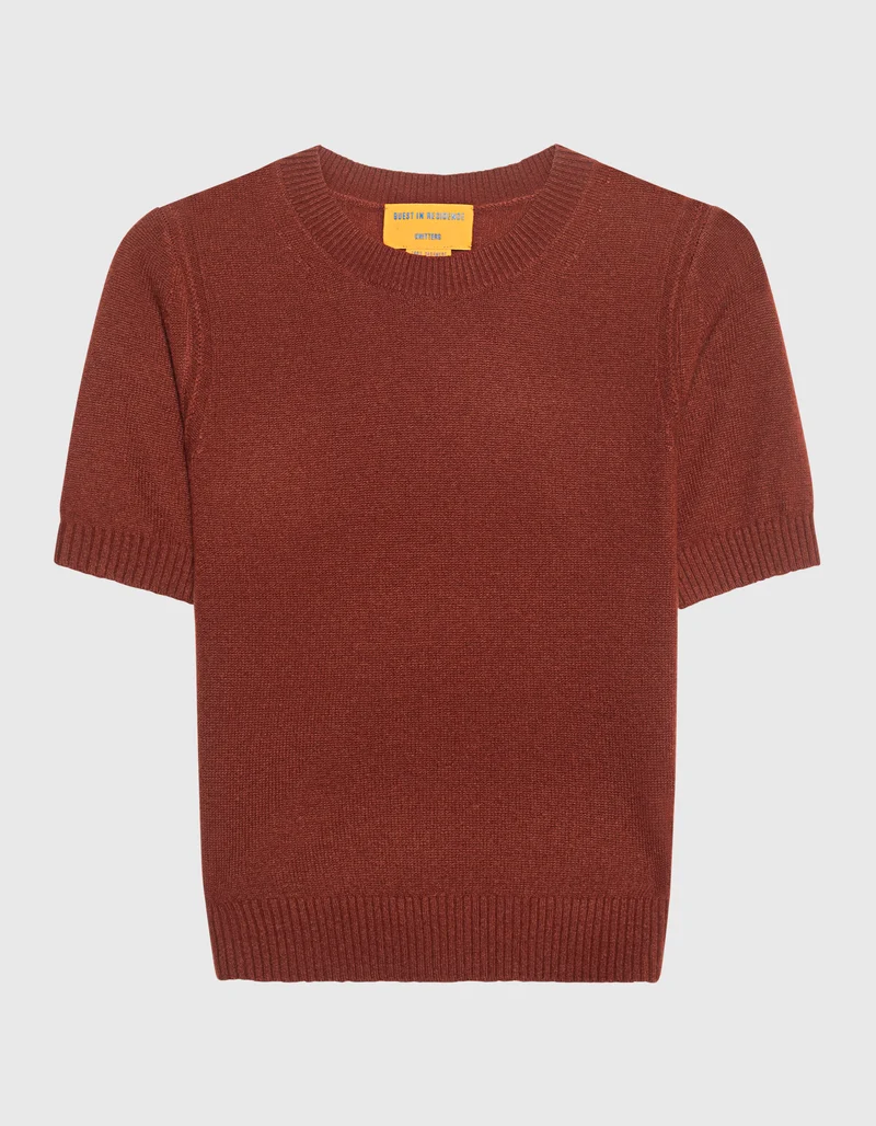 Cropped Kaschmir-Strick T-Shirt