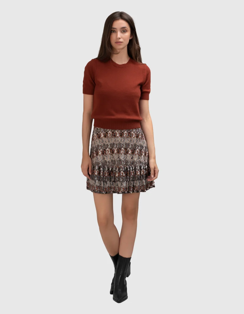 Cropped Kaschmir-Strick T-Shirt